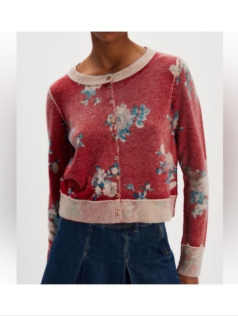 Free People Nocturnal Cardigan Red Floral Small S